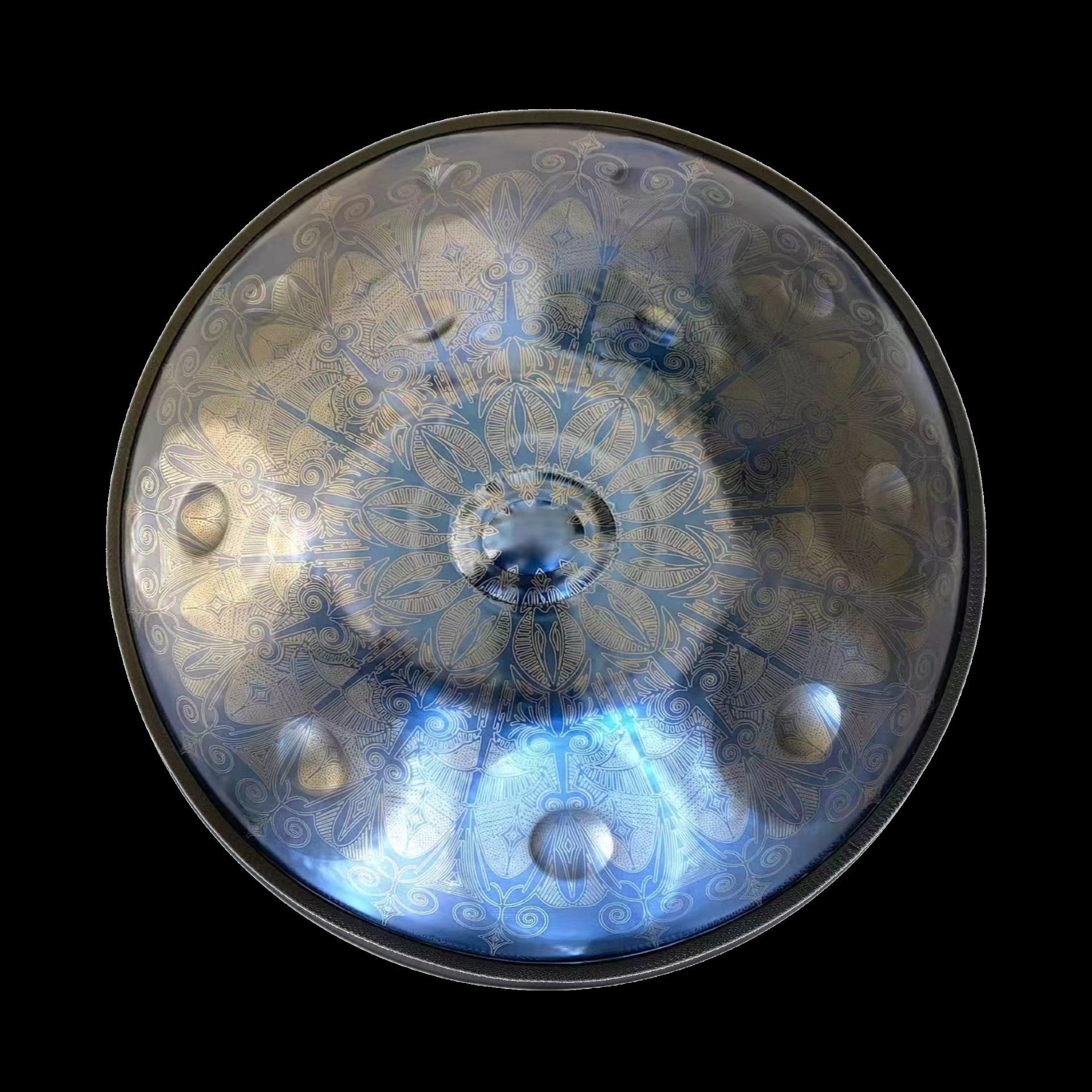 a glass plate with a blue and white design on it